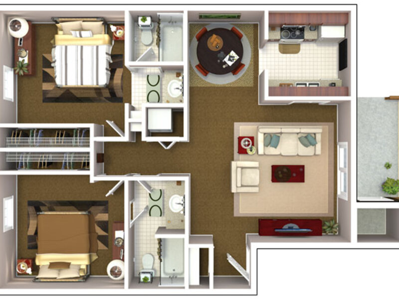2 Bedroom, 2 Bathroom 
