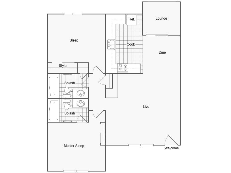 2X2S Floorplan at Seventeen 805