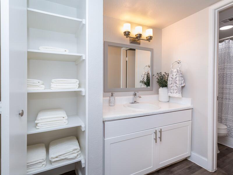 Bathroom and Linen Closet | Park 67 Glendale Arizona Apartments