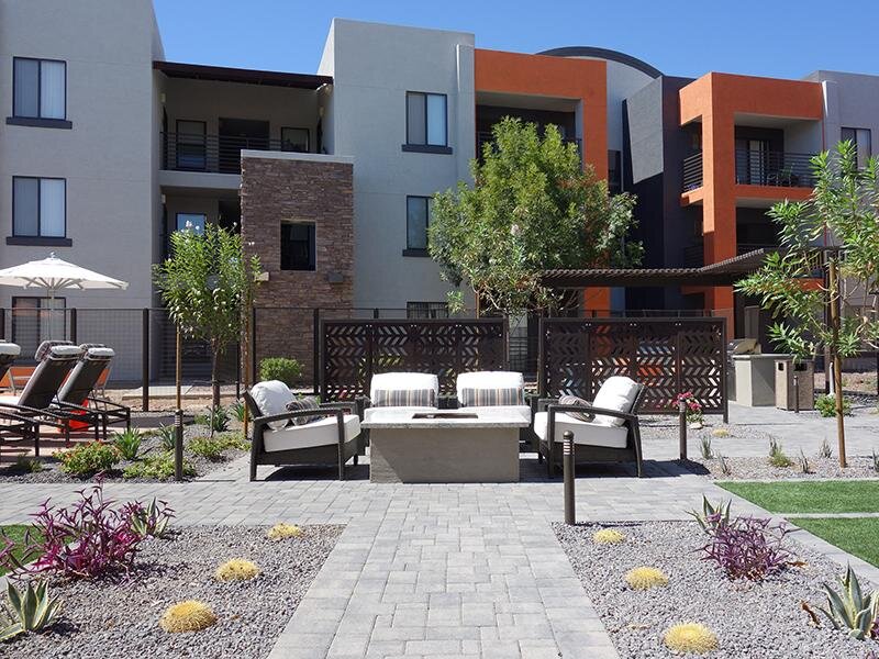 Poolside Firepit | Harmony at Surprise Apartments
