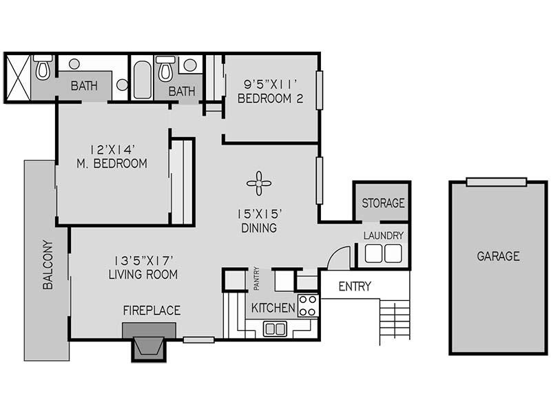 The Springs Apartments Floor Plan 2 BEDROOM UPSTAIRS J