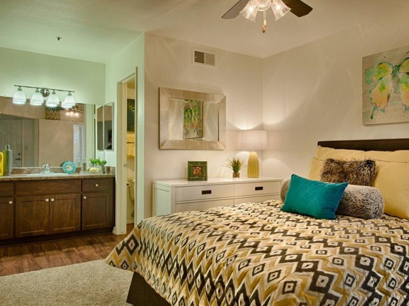 Bedroom with Private Bathroom | Cabrillo Apartments in Scottsdale, AZ
