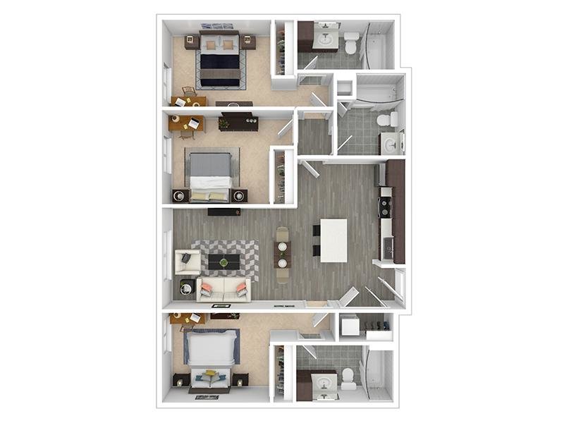 3A-PB Floor Plan at Agave 350 Apartments