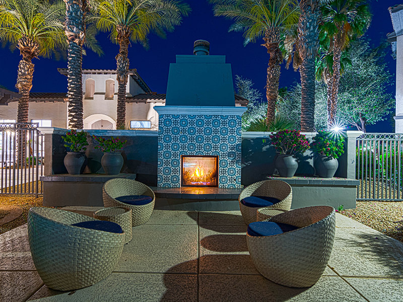Outdoor Fireplace | Serafina Apartments