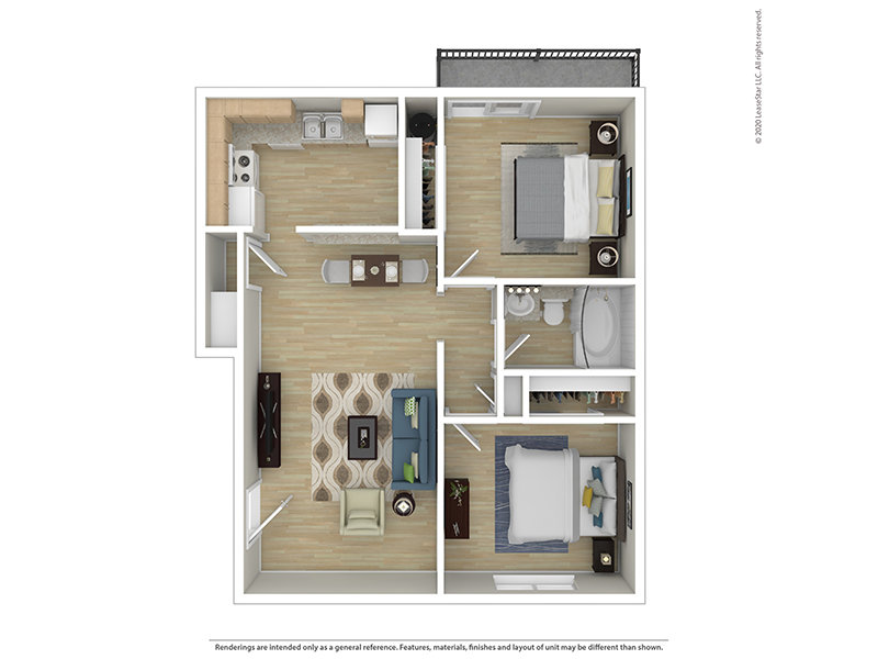 View floor plan image of 2 BEDROOM 1 BATH B apartment available now