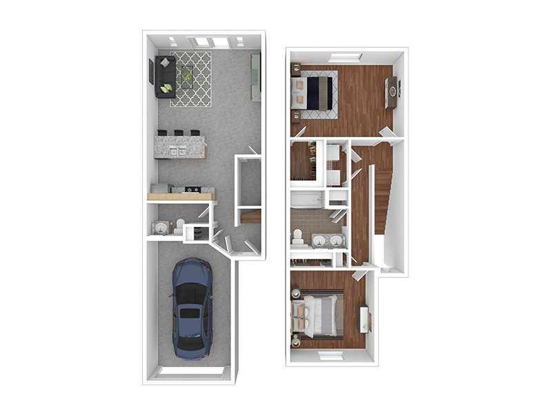 2 Bedroom Floorplan at Zia Townhomes