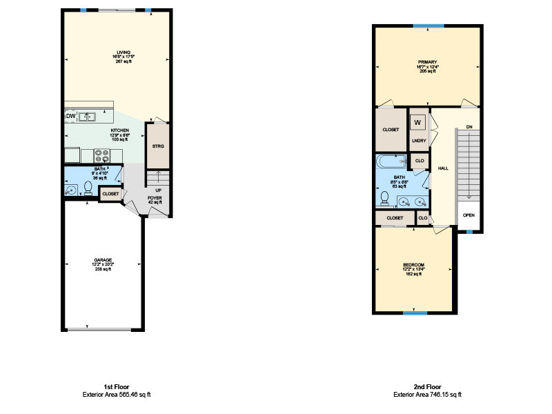 2 Bedroom Floorplan at Zia Townhomes