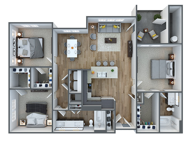 3x2-1244 Floorplan at Parc South Mountain