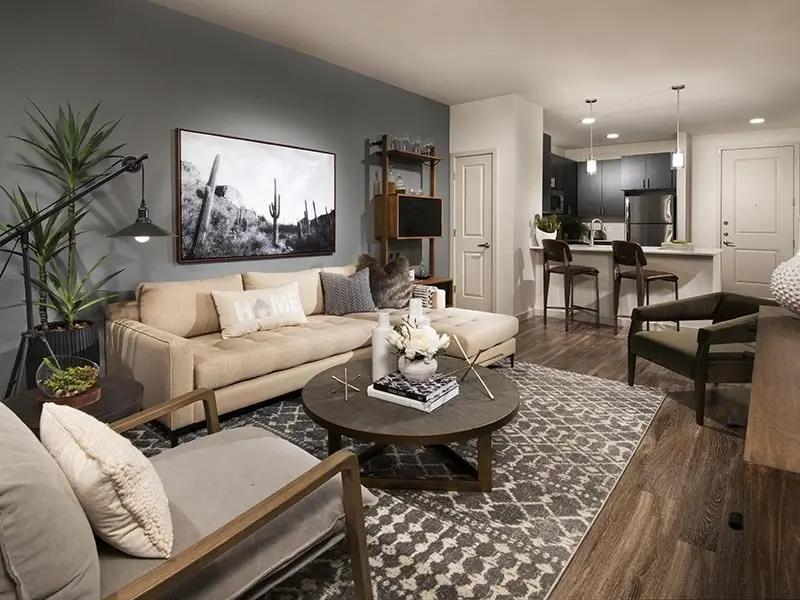 1 Bedroom Front Room | Parc at South Mountain