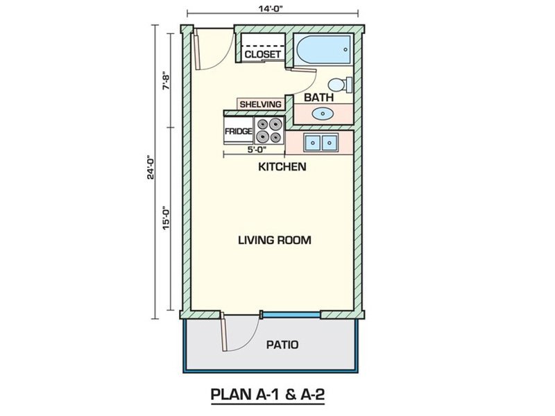 View floor plan image of Studio 340A apartment available now