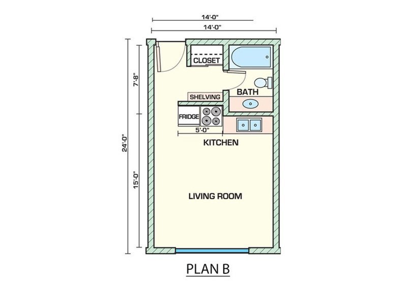 Sahara Apartments Floor Plan Studio 340ADA