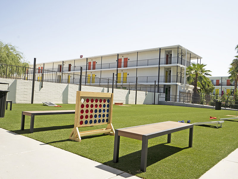 Outdoor Gaming Area | Sahara Apartments in Tucson, AZ