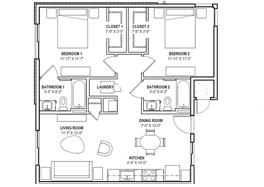 Floorplan for The Grayson on the Rail Apartments
