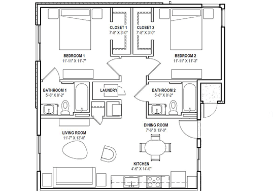 Floorplan for The Grayson on the Rail Apartments