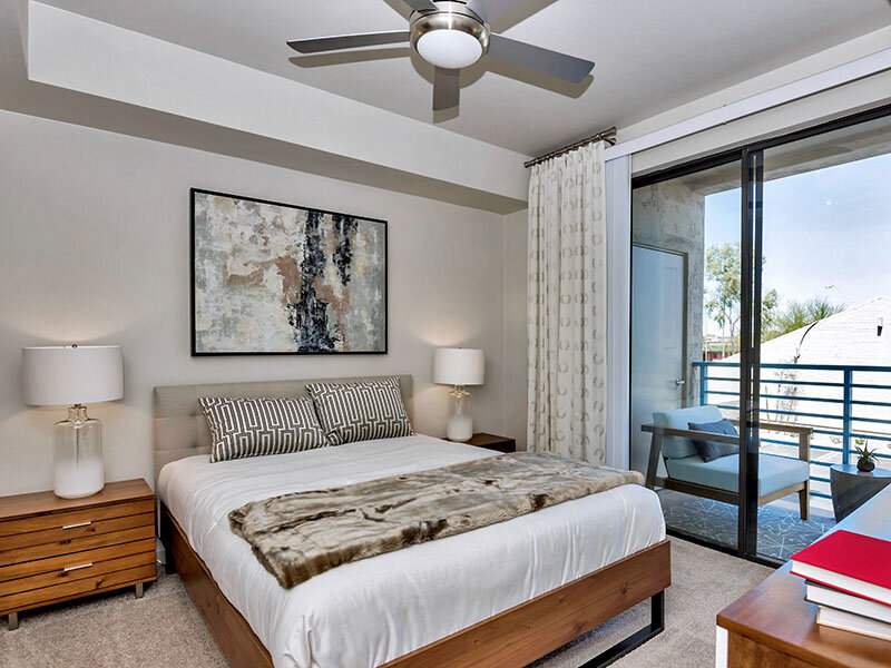 Bedroom with Balcony | The Curve at Melrose Apartments in Phoenix, AZ