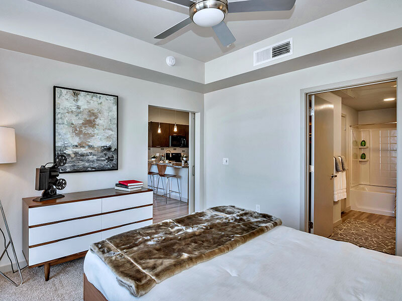 Bedroom with Bathroom | The Curve at Melrose Apartments in Phoenix, AZ