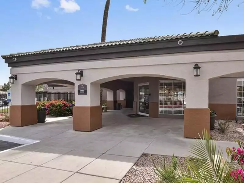 Clubhouse Exterior | Luxe at Ocotillo Apartments in Chandler, AZ