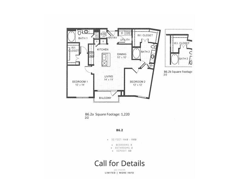 2x2 1164 Floorplan at The Moderne