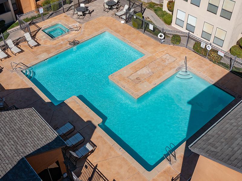 Pool - Aerial View | Alvarado Apartments in Albuquerque, NM