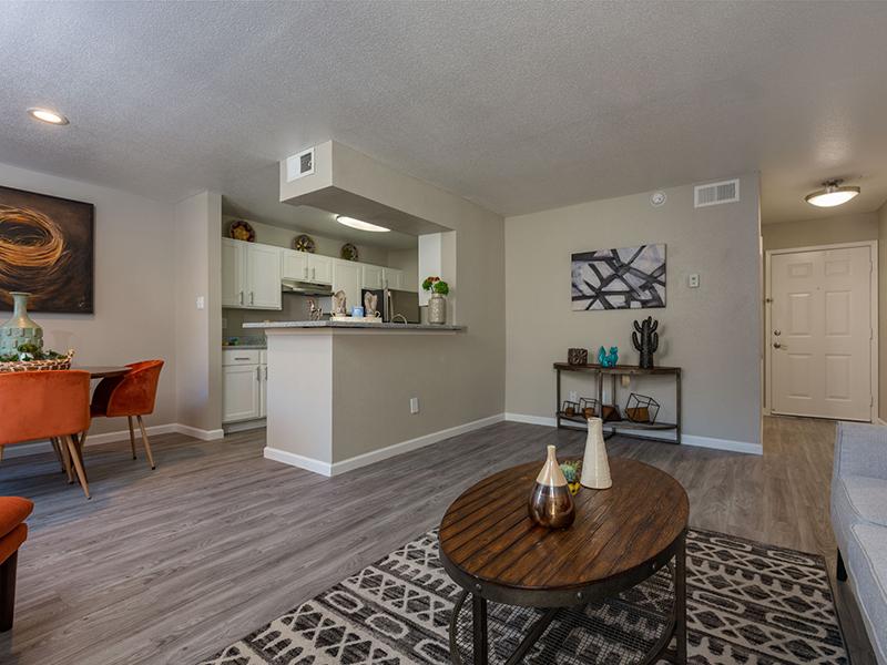 Living Room and Kitchen | Alvarado Apartments in Albuquerque, NM