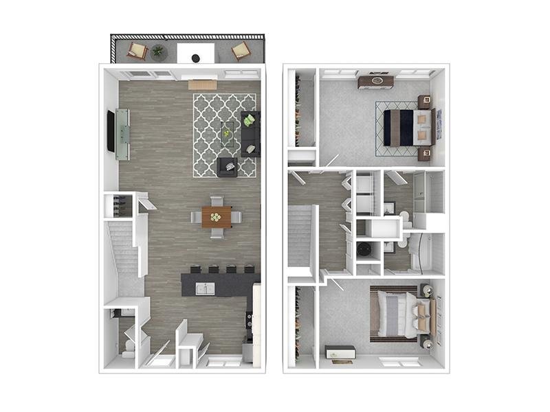 2 Bed 2.5 Bath Floor Plan at Mesa Del Oso Apartments