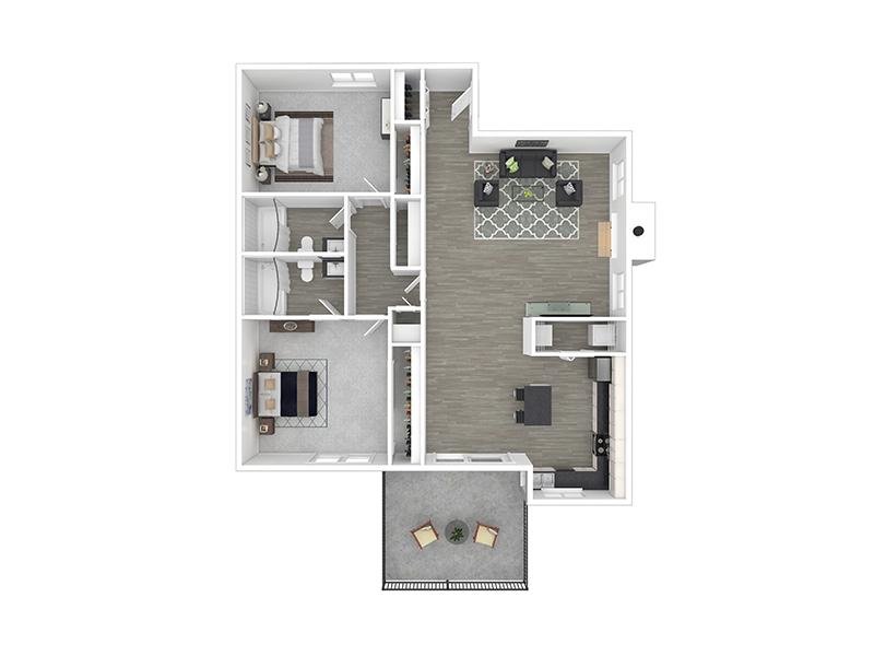 2 Bed 2 Bath A Floor Plan at Mesa Del Oso Apartments