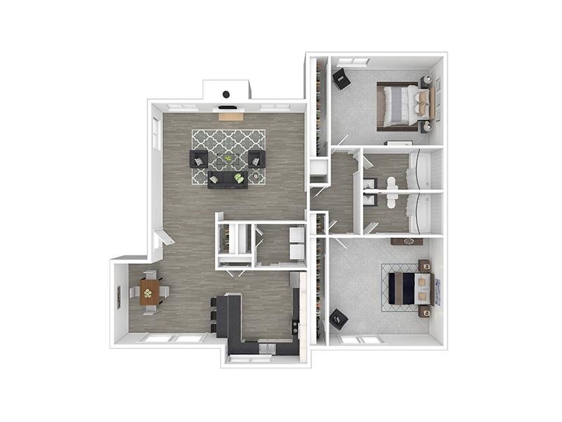 2 Bed 2 Bath B Floor Plan at Mesa Del Oso Apartments