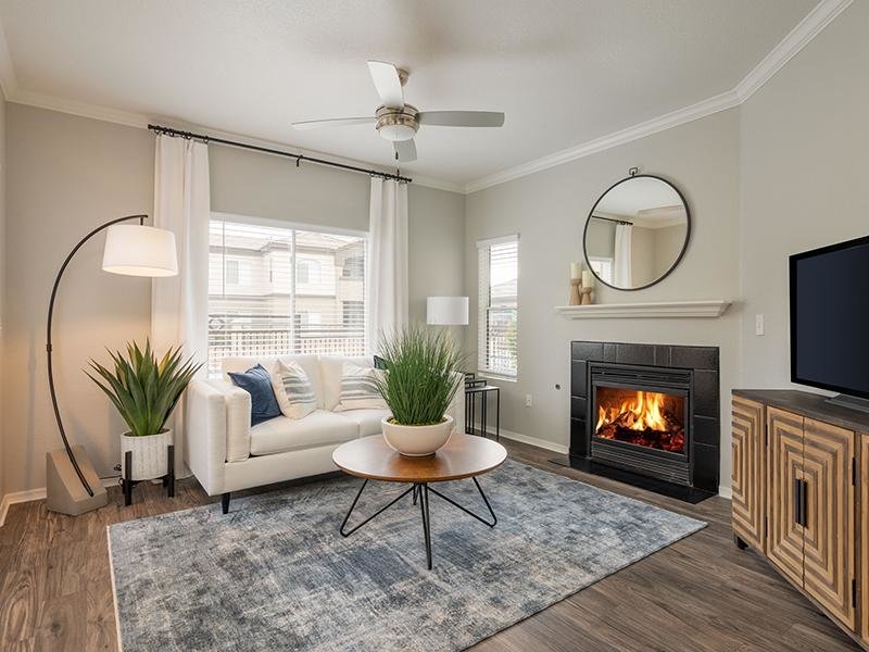 Living Room with Fireplace | Broadstone Heights Apartments in Albuquerque, NM