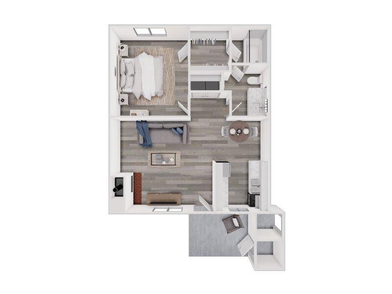 1x1 Floor Plan at Meadowlark Apartments