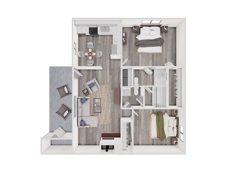 2x1.5 Floor Plan at Meadowlark Apartments