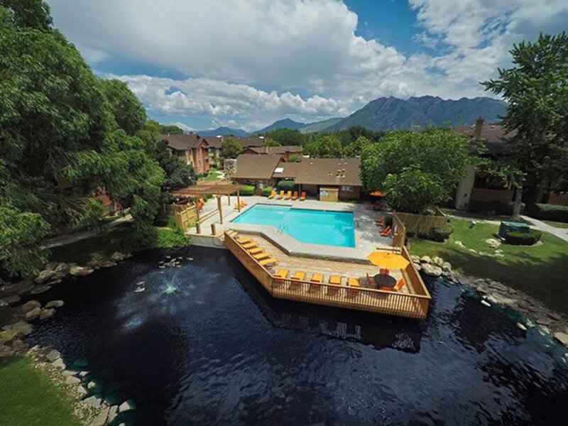 Aerial View of Pool and Pond