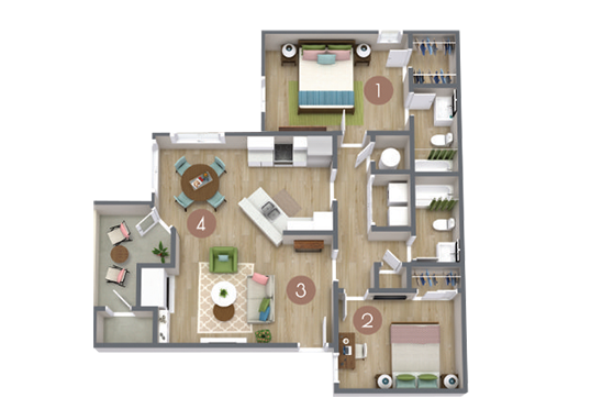 Floorplan for The Overlook Apartments