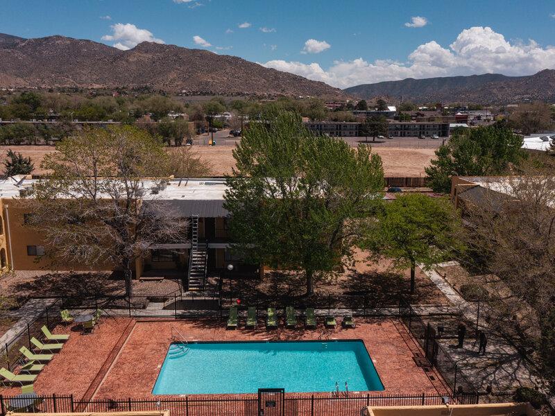 Aerial View of Pool | Tesota Midtown Apartments in Albuquerque, NM