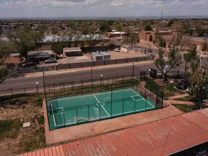 Tennis Court - Aerial View | Tesota Midtown Apartments in Albuquerque, NM