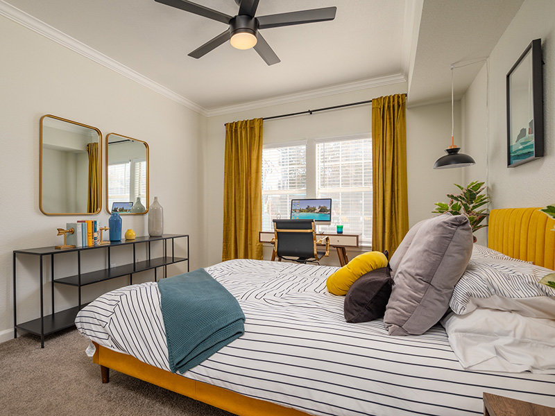Bedroom with Ceiling Fan | Prisma Apartments