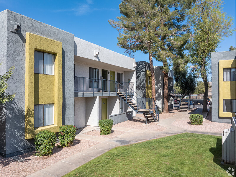 Exterior Apartments View with Stairwell | Emerson Square