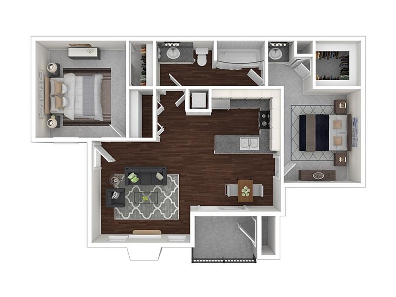 View floor plan image of Two Bedroom One Bathroom apartment available now