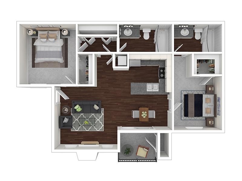 View floor plan image of Two Bedroom Two Bathroom apartment available now