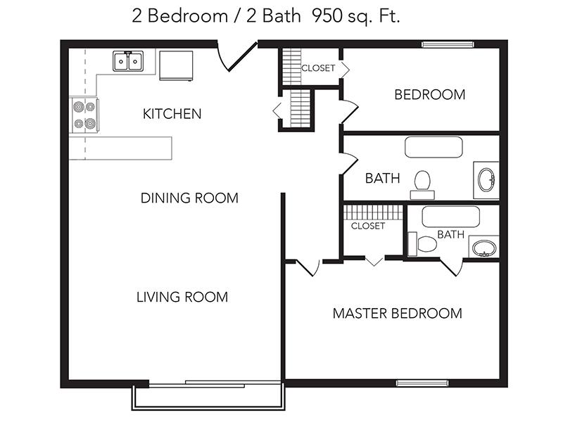 The View on the River Apartments Floor Plan 2 Bedroom 2 Bathroom