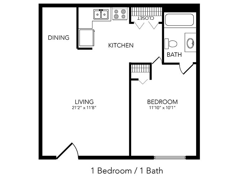 Volare Apartments Floor Plan 1 Bedroom 1 Bathroom