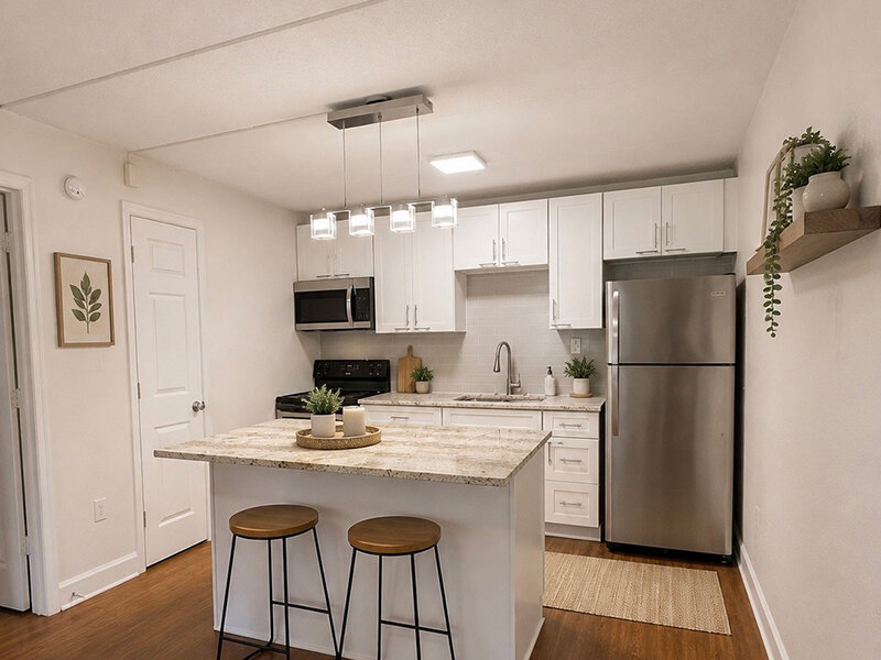 Kitchen with Ceiling Lights and Countertop | The Edge @ 401