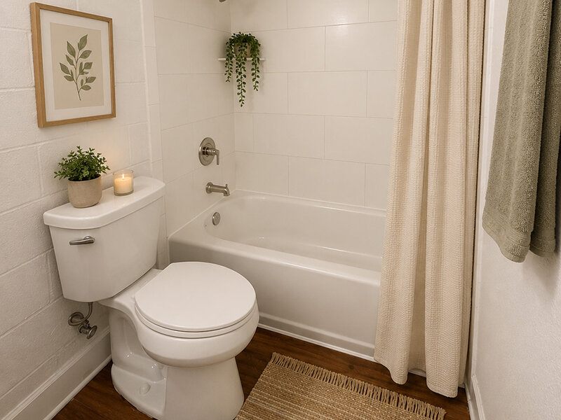 Bathroom with Shower/Tub and Wall Art | The Edge @ 401