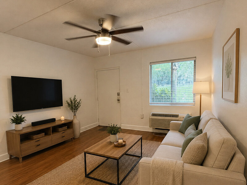 Living Room with Television and Window | The Edge @ 401