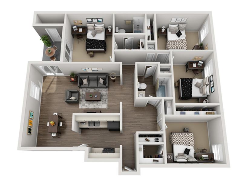 Four Bed-4x2 Floorplan at ACASÁ Ocala