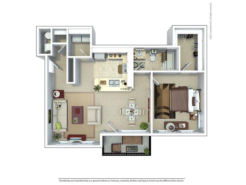 Cresthaven Apartments Floor Plan 1X1 Pebblestone