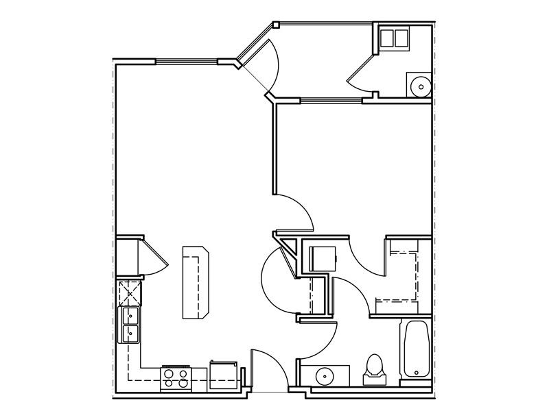 1 Bedroom 667 sqft.