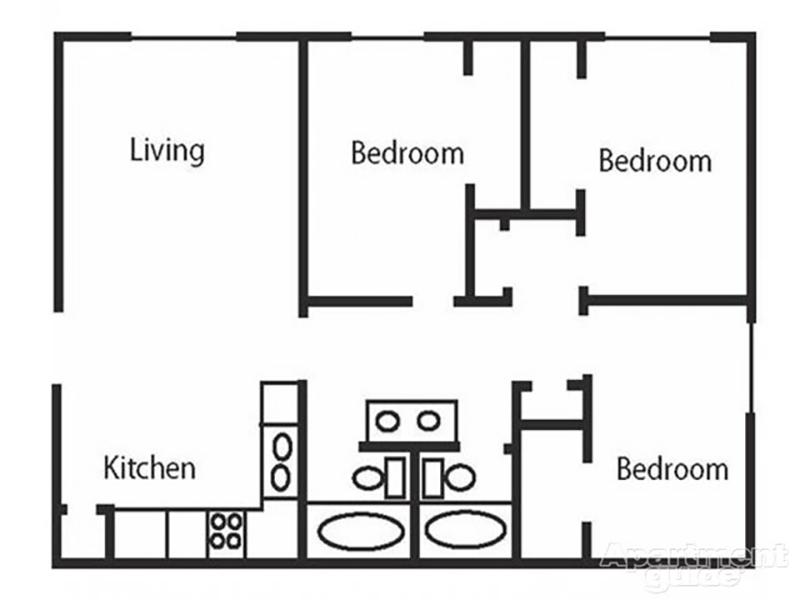 3 Bedroom 1090 sqft.