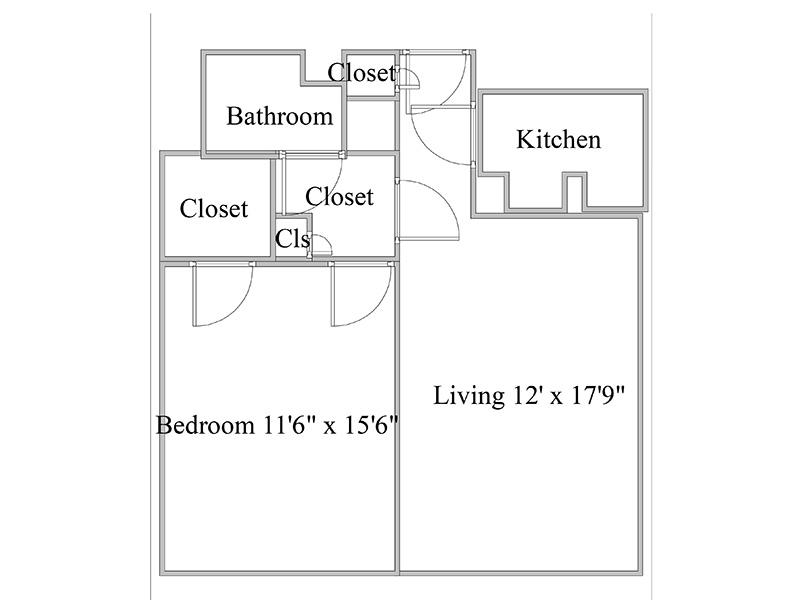 1 Bedroom - 740 Floorplan