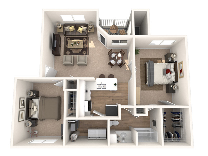 2B1B floor plan at Creekside Village Apartment Homes