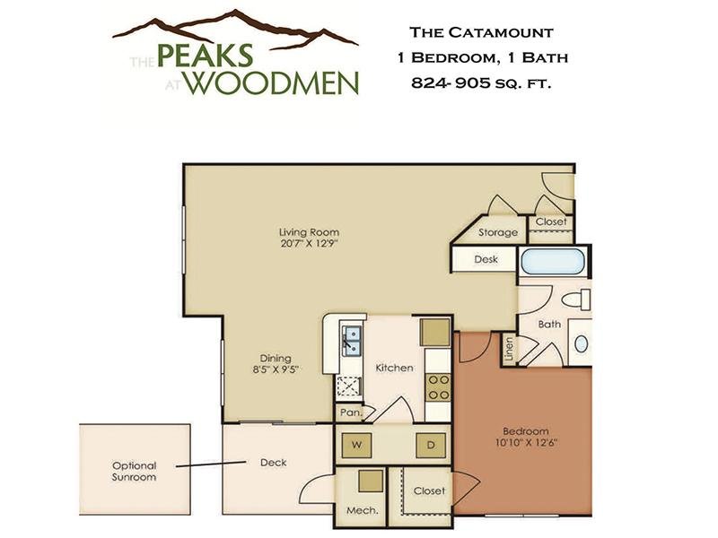 1X1-824 Floorplan at Peaks at Woodmen
